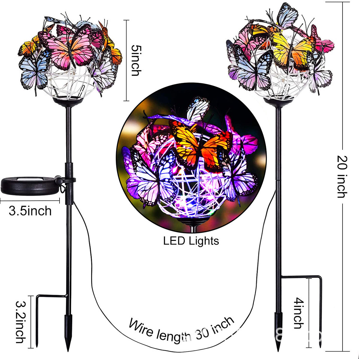 New style outdoor waterproof solar butterfly bulb lights garden garden landscape lawn LED decorative lights custom