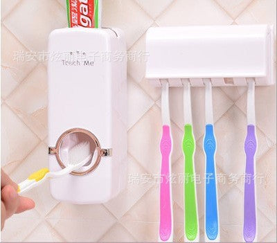 Bathroom Accessories Set Toothbrush Holder Automatic Toothpaste Dispenser Holder Toothbrush Wall Mount Rack Bathroom Tools Set