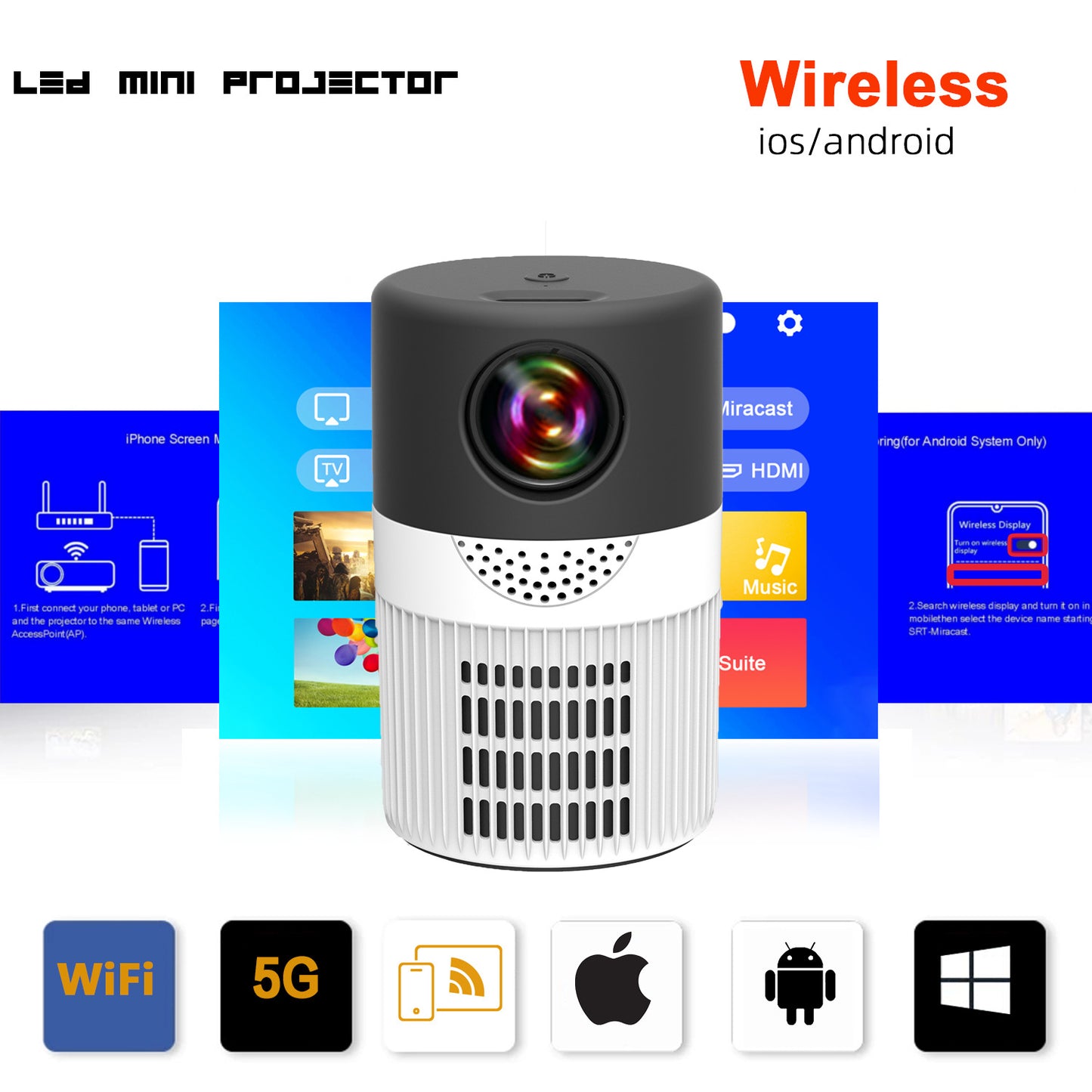 Yitan cross-border factory new product YT400 home high-definition projector mini micro portable mobile phone projector